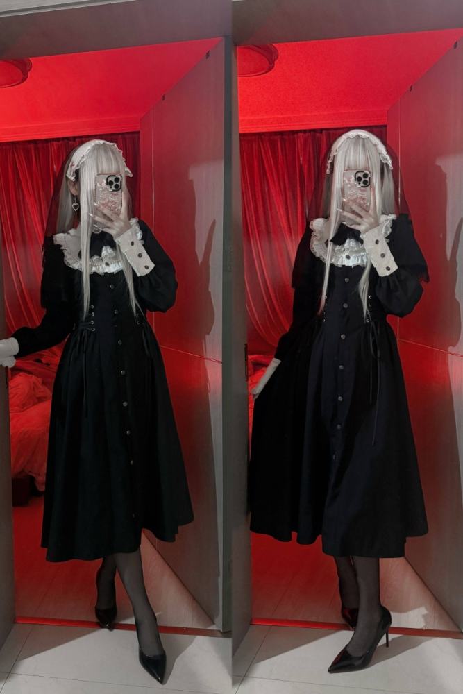 Virtual Paradise ~Silent Prayer~ Gothic Nun Jirai Kei Black Long Dress