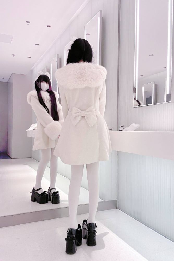 Virtual Paradise ~Star Dream~ Bowknot Jirai Kei Black Beige Coat