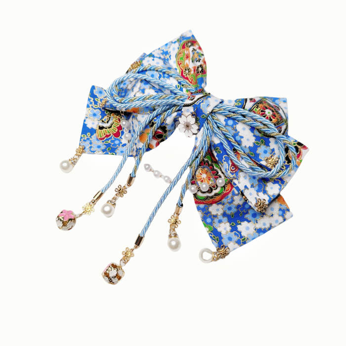 Lianzicao Japanese Bowknot Tassel Hairpin Lolita Side Clip