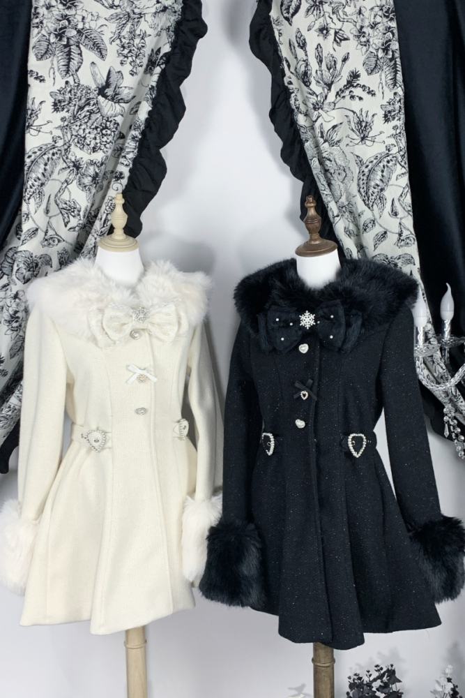 Virtual Paradise ~Star Dream~ Bowknot Jirai Kei Black Beige Coat