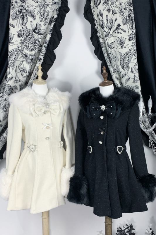 Virtual Paradise ~Star Dream~ Bowknot Jirai Kei Black Beige Coat