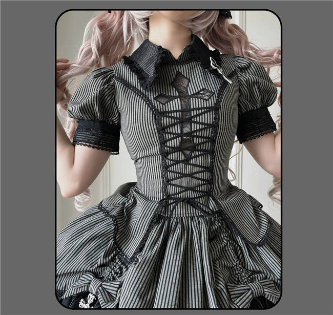 Susin Striped Cross Gothic Set Lolita Dress Clothes
