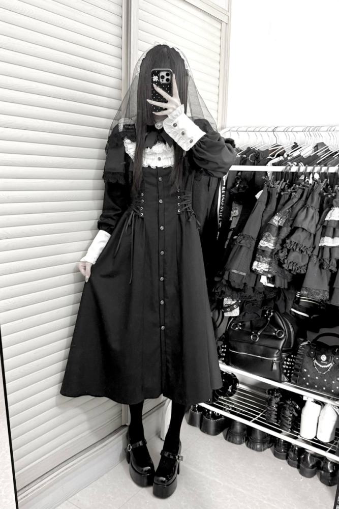 Virtual Paradise ~Silent Prayer~ Gothic Nun Jirai Kei Black Long Dress