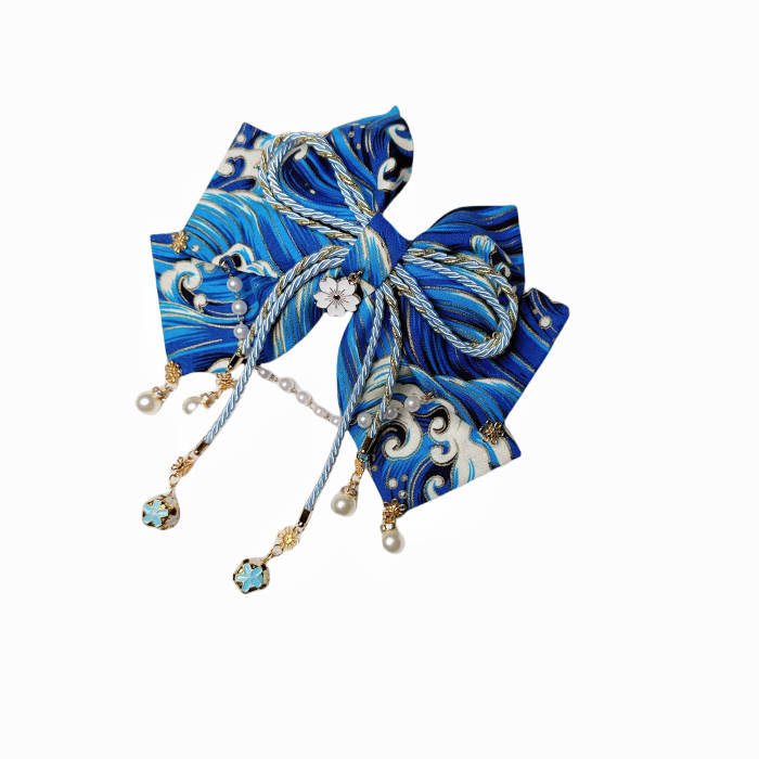 Lianzicao Japanese Bowknot Tassel Hairpin Lolita Side Clip