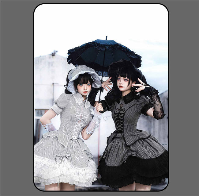 Susin Striped Cross Gothic Set Lolita Dress Clothes