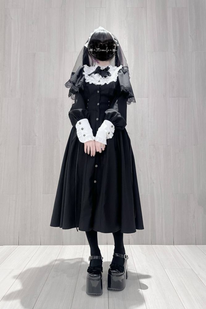 Virtual Paradise ~Silent Prayer~ Gothic Nun Jirai Kei Black Long Dress