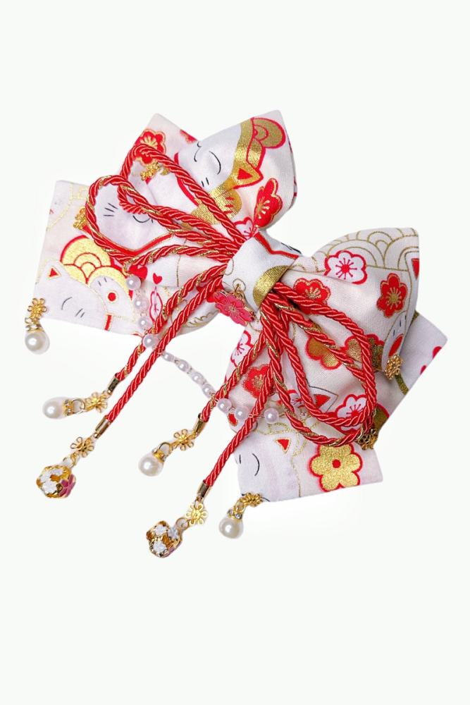 Lianzicao Japanese Bowknot Tassel Hairpin Lolita Side Clip