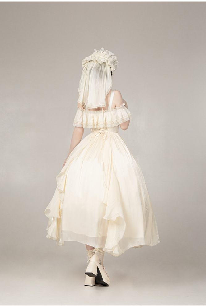 Withpuji Moonlight Lotus Leaf Layers Beige Lolita Clothing