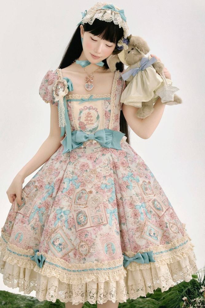 Whimsy Meow Store ~My Little Baby Luna~ Prints Lolita OP and Apron