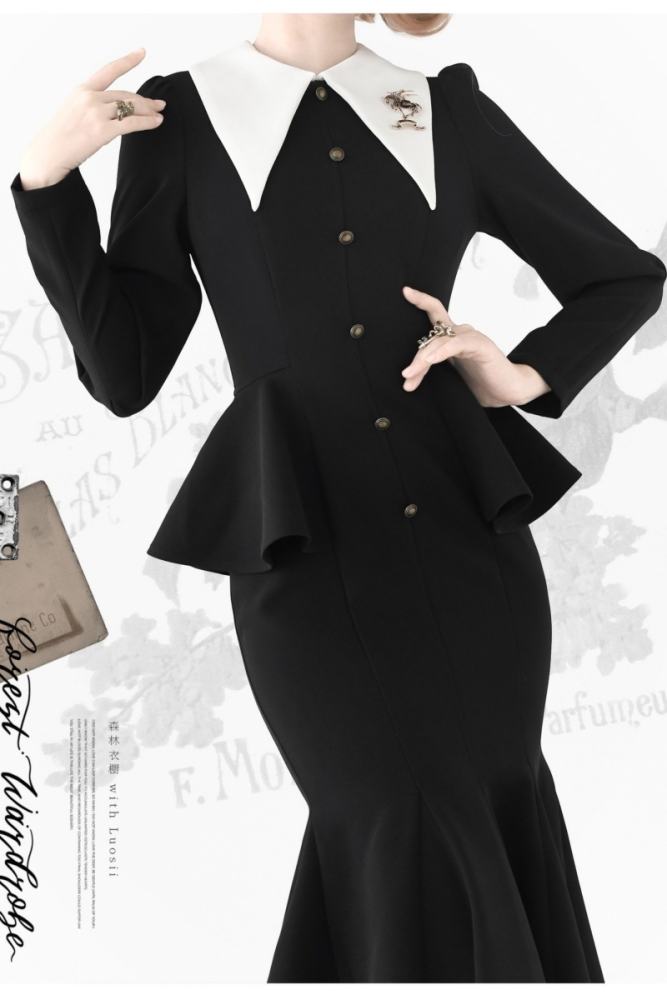 Forest Wardrobe Micro Wind Forest French Fishtail Dress