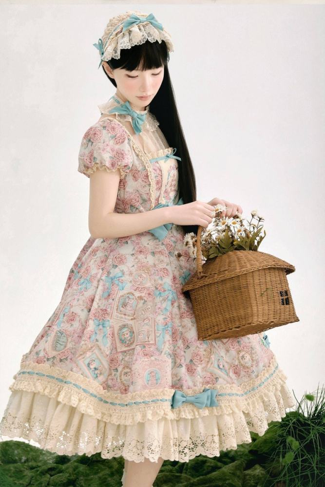 Whimsy Meow Store ~My Little Baby Luna~ Prints Lolita OP and Apron