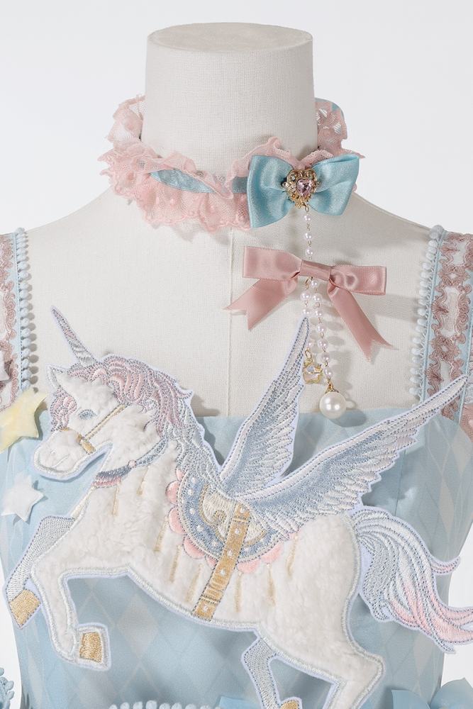 The Amusement Park in the Sky Pink Print Lolita Jumper
