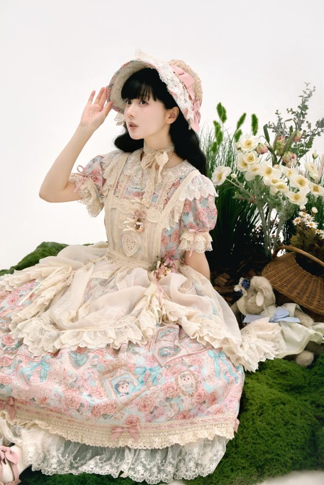 Whimsy Meow Store ~My Little Baby Luna~ Prints Lolita OP and Apron