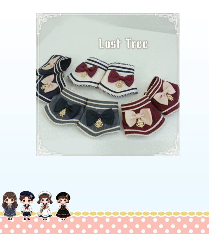Lost Tree ~Akademie der Meeresbrise~ College Sailor Style Lolita Tie Beret and Wristcuffs