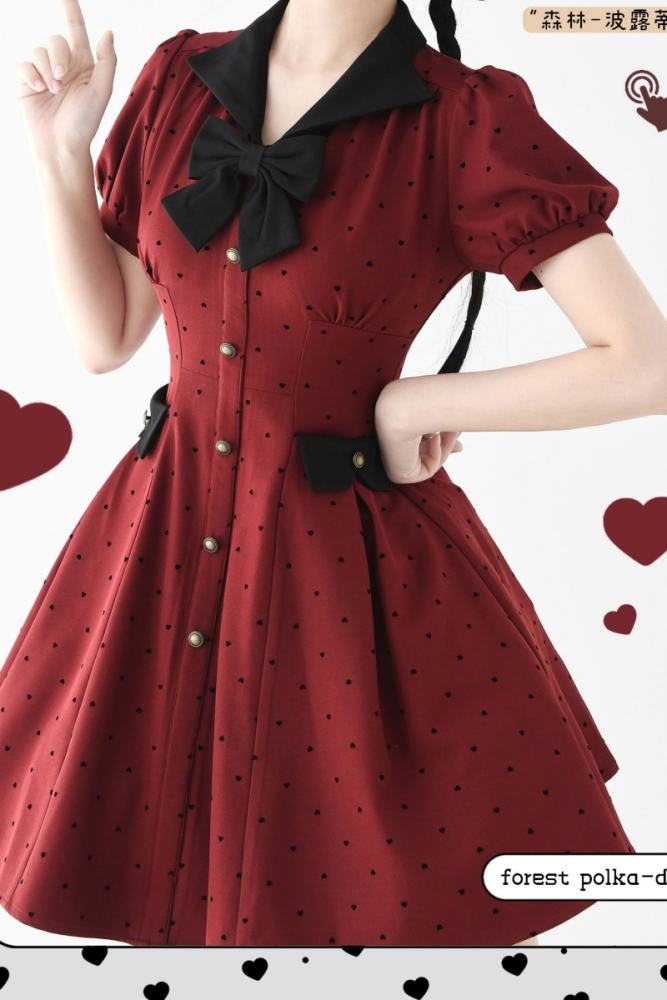 Forest Wardrobe Forest Poluti Heart Shaped Polka Dots Dress