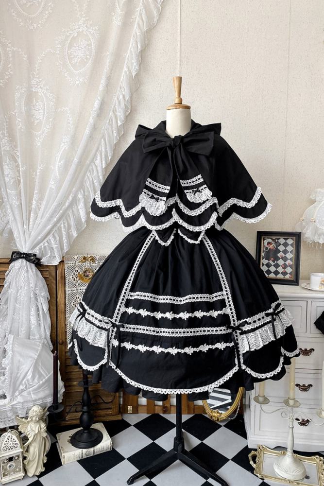 Miss Point Ancient Petal Rabbit Black Cape Lolita Blouse Custom-Tailor