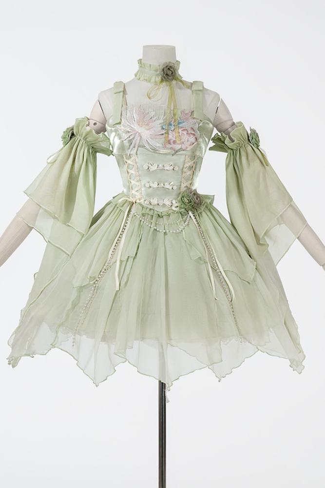 Tsinghua Dew Hanfu Style Green Jumper Lolita Set