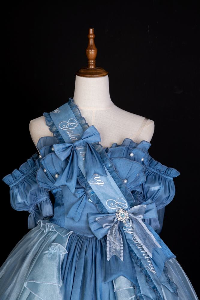 Brilliant Starlight Blue Train Dress Set Formal Dress