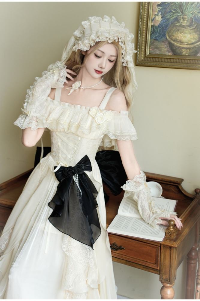 Withpuji Moonlight Lotus Leaf Layers Beige Lolita Clothing