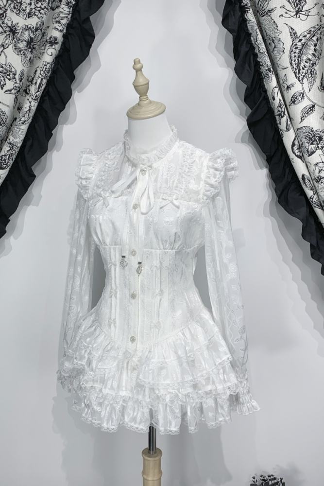 Virtual Paradise Lacework Ruffled Trims Jirai Kei Dress and Bloomer