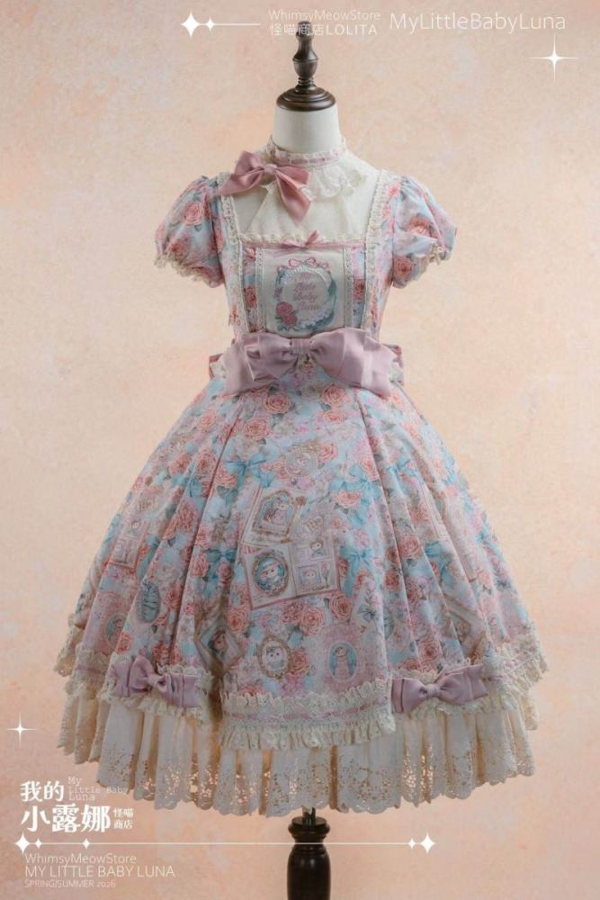 Whimsy Meow Store ~My Little Baby Luna~ Prints Lolita OP and Apron
