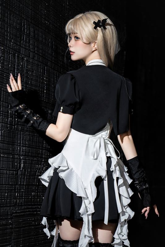Broken Gemstones White Sleeveless Blouse Ouji Lolita Set