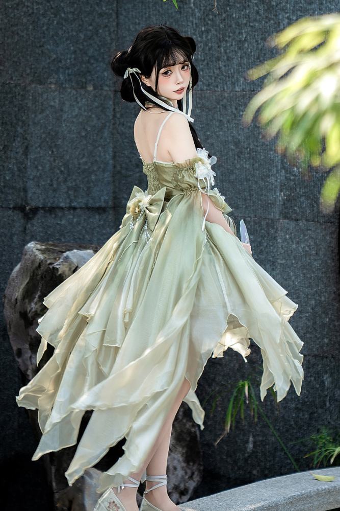 Butterfly Hanfu Style Green Jumper Lolita Set