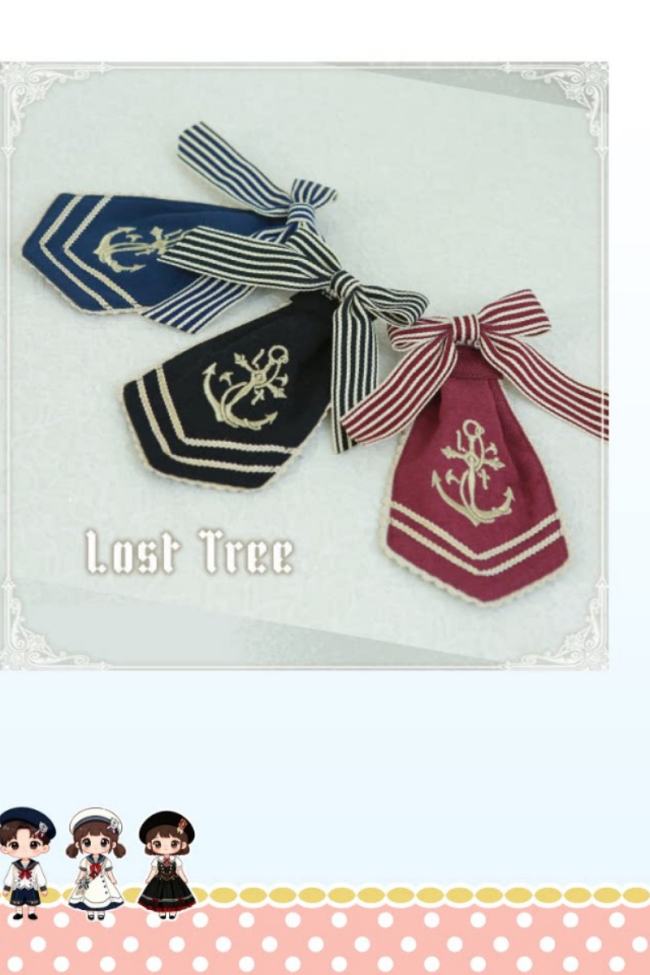 Lost Tree ~Akademie der Meeresbrise~ College Sailor Style Lolita Tie Beret and Wristcuffs