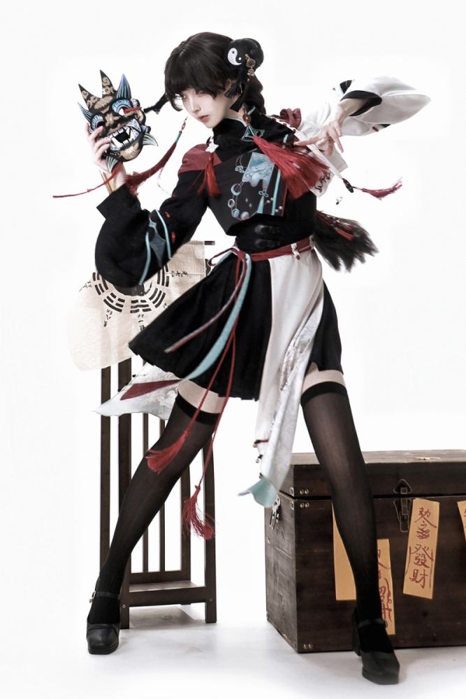 Walking with Demons Black Print Hanfu Style Lolita Skirt Set