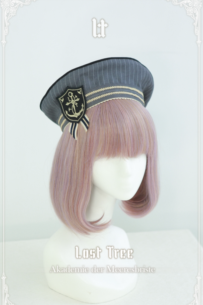 Lost Tree ~Akademie der Meeresbrise~ College Sailor Style Lolita Tie Beret and Wristcuffs