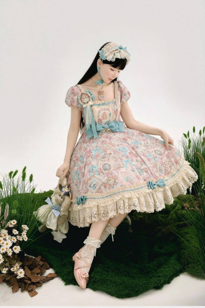 Whimsy Meow Store ~My Little Baby Luna~ Prints Lolita OP and Apron