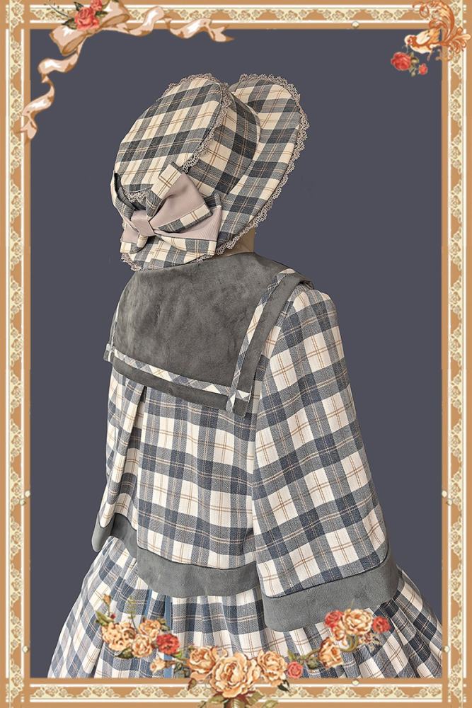 Infanta Morning Tune Brown Plaid High Waist Lolita Jumper Coat