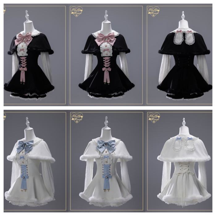 Fluffy Heart X Momo Kawai Jirai Kei Dress Shorts Cape and Brooch