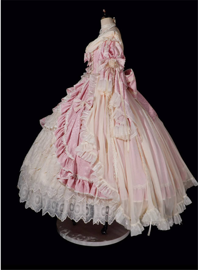Catherine Heavy Ruffles Pink Hime Lolita Dress and Underskirt