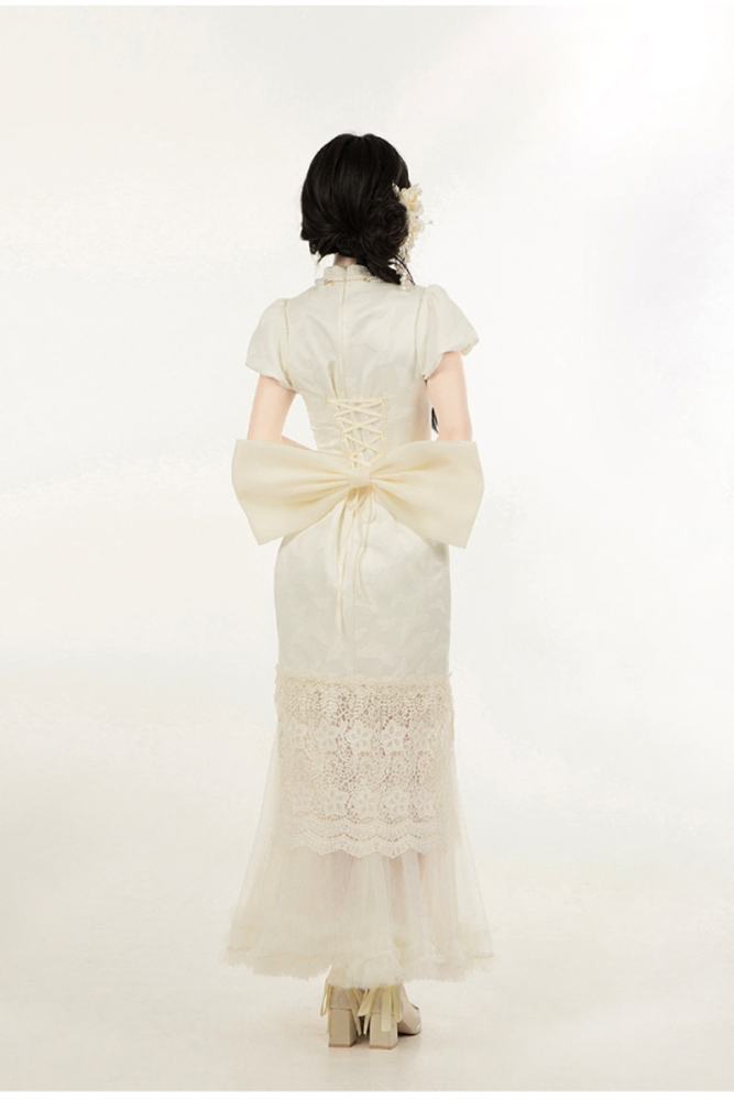 Withpuji Letter and Poetry Qi Lolita Dress Summer Apricot Set Dress