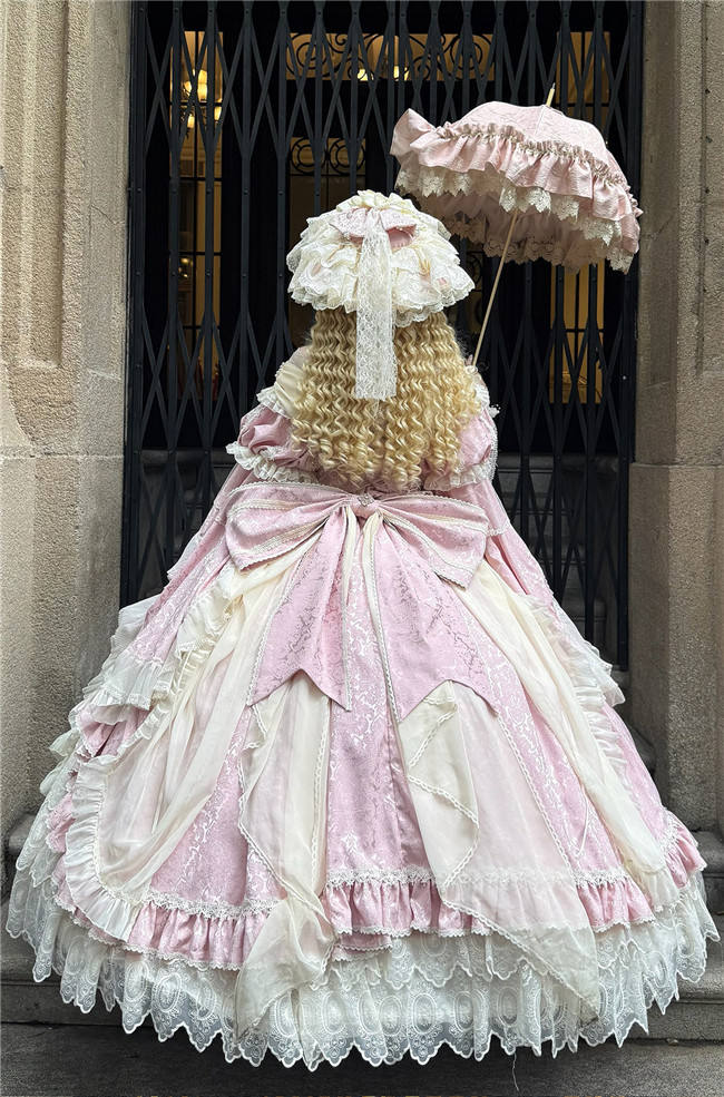 Catherine Heavy Ruffles Pink Hime Lolita Dress and Underskirt