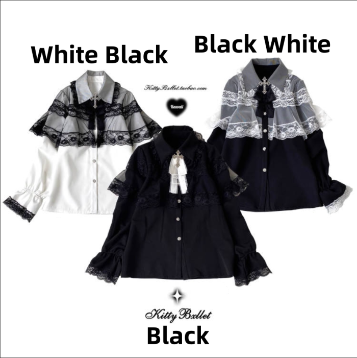 Kitty Bxllet ~Mist Gauze~ Jirai Kei Lacework Cape Blouse
