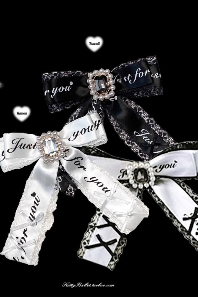 Kitty Bxllet Lace Bowknot Jirai Kei Shiro Kuro Brooch
