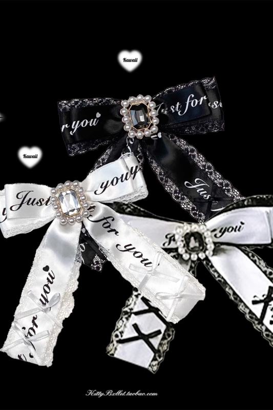 Kitty Bxllet Lace Bowknot Jirai Kei Shiro Kuro Brooch