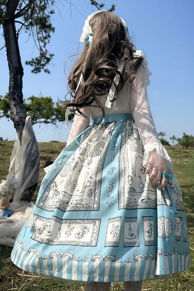 Porcelain Hearts Paint Dreams Blue Lolita JSK SK Accessories