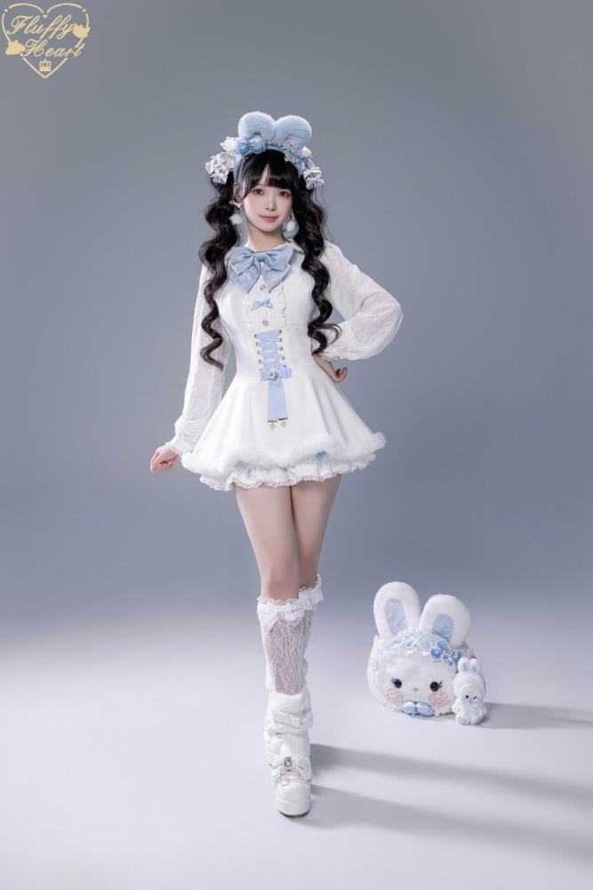 Fluffy Heart X Momo Kawai Jirai Kei Dress Shorts Cape and Brooch