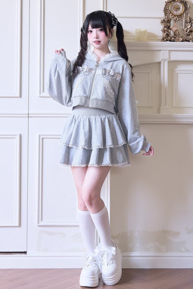 NoGenki Japanese Jirai Kei Coat Long Trousers and Skirt 3 Colors