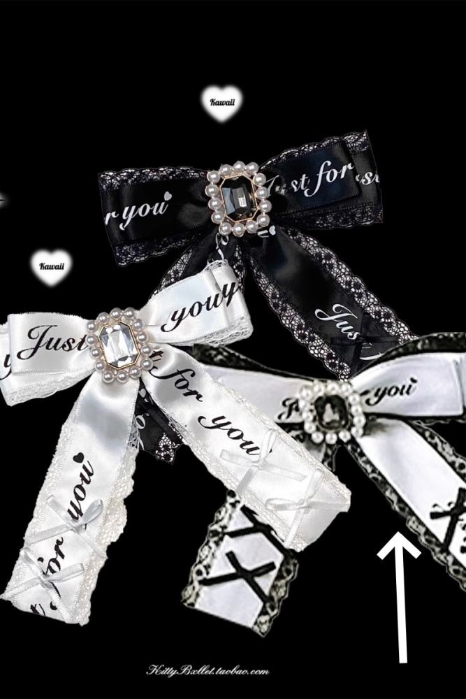 Kitty Bxllet Lace Bowknot Jirai Kei Shiro Kuro Brooch