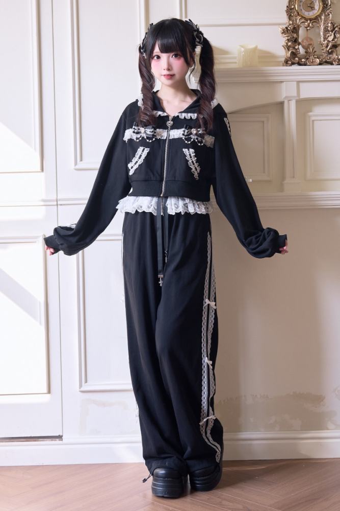 NoGenki Japanese Jirai Kei Coat Long Trousers and Skirt 3 Colors
