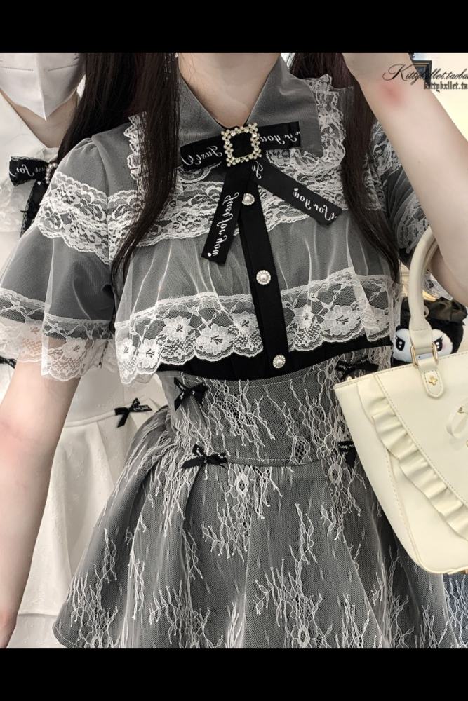 Kitty Bxllet ~Mist Gauze~ Jirai Kei Lacework Cape Blouse