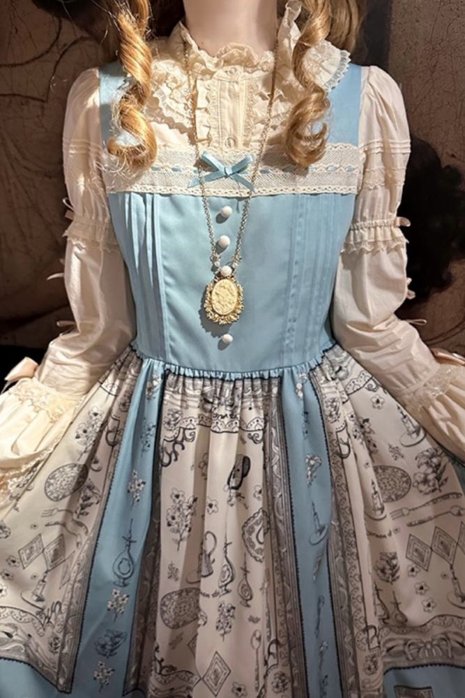 Porcelain Hearts Paint Dreams Blue Lolita JSK SK Accessories