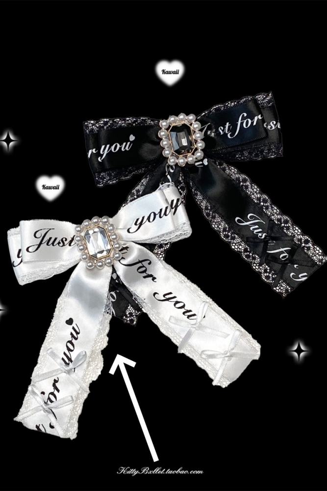 Kitty Bxllet Lace Bowknot Jirai Kei Shiro Kuro Brooch