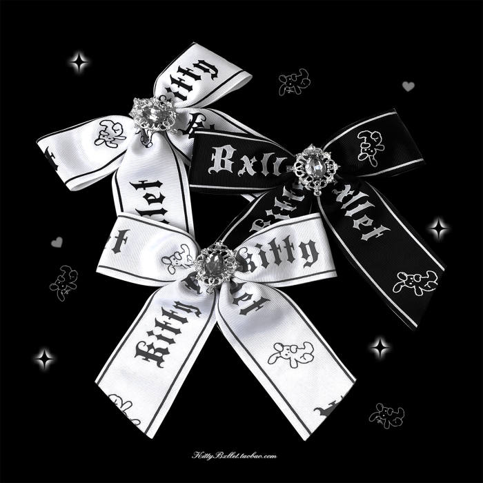Kitty Bxllet Lace Bowknot Jirai Kei Shiro Kuro Brooch