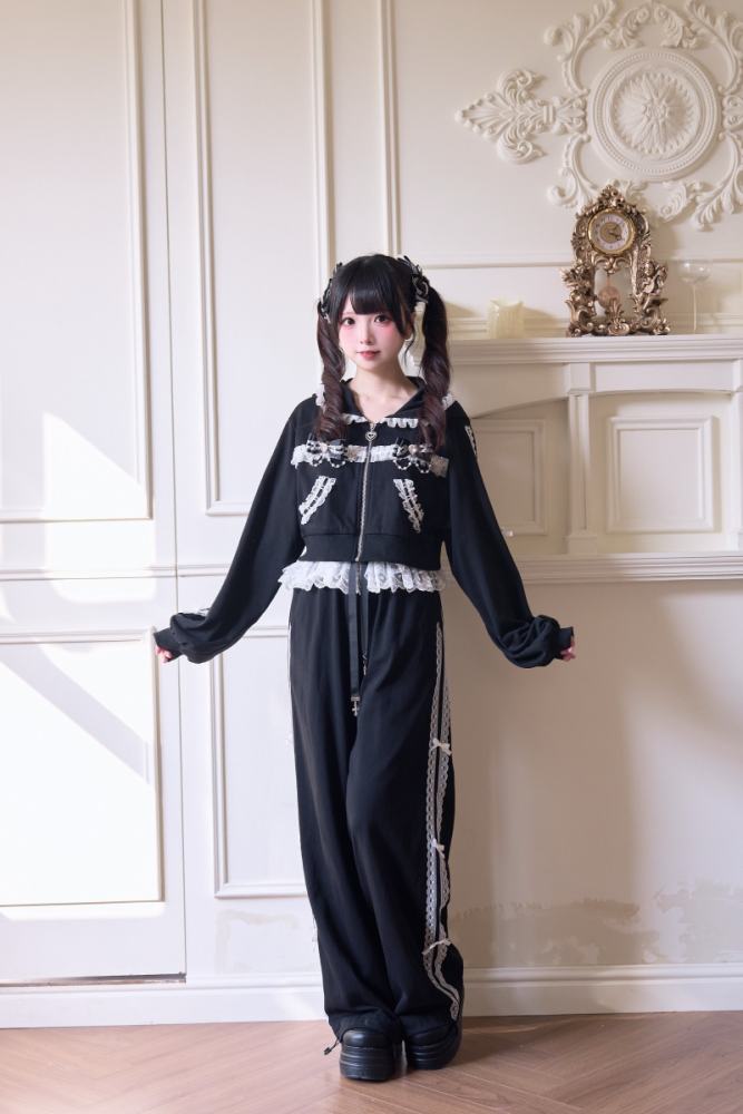 NoGenki Japanese Jirai Kei Coat Long Trousers and Skirt 3 Colors