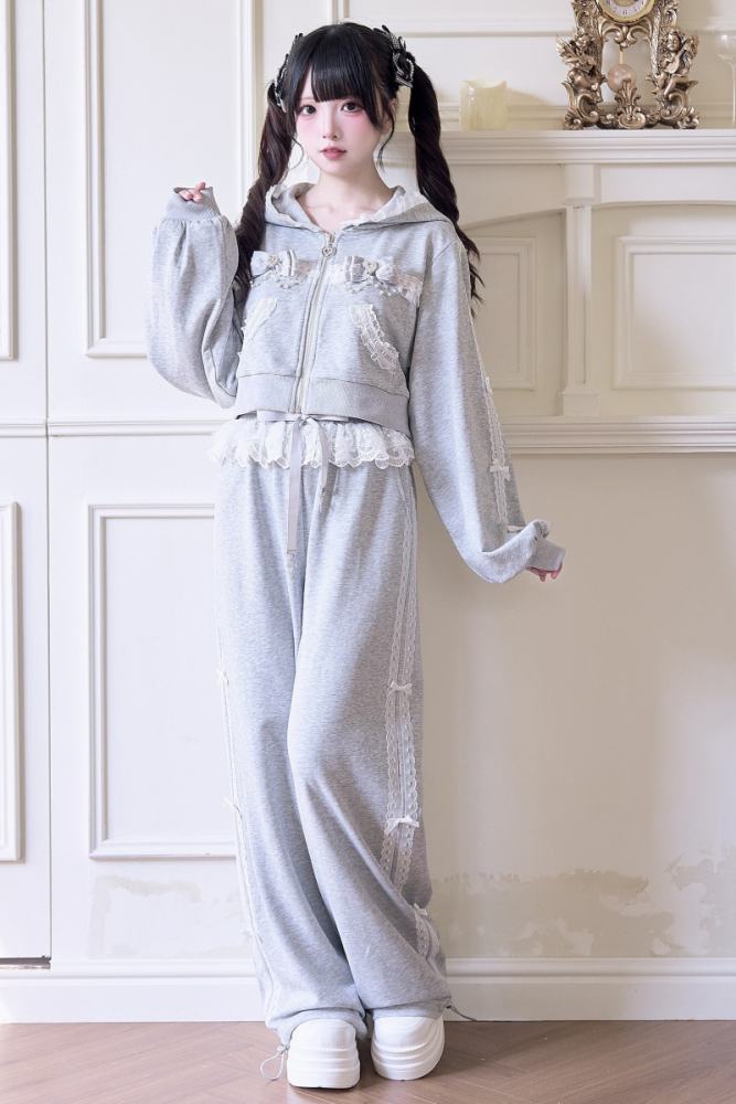 NoGenki Japanese Jirai Kei Coat Long Trousers and Skirt 3 Colors